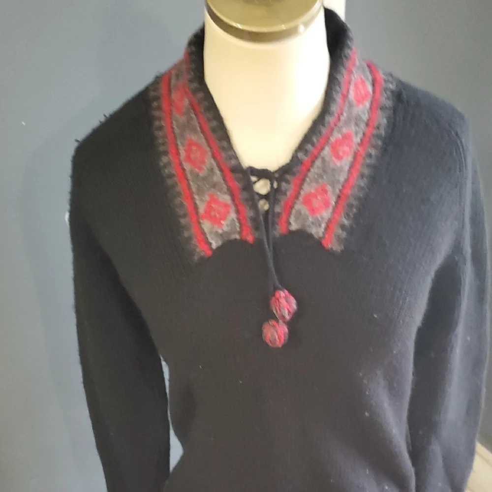 Vtg Polo  Ralph Lauren Black Wool Sweater - Picture 7 of 14